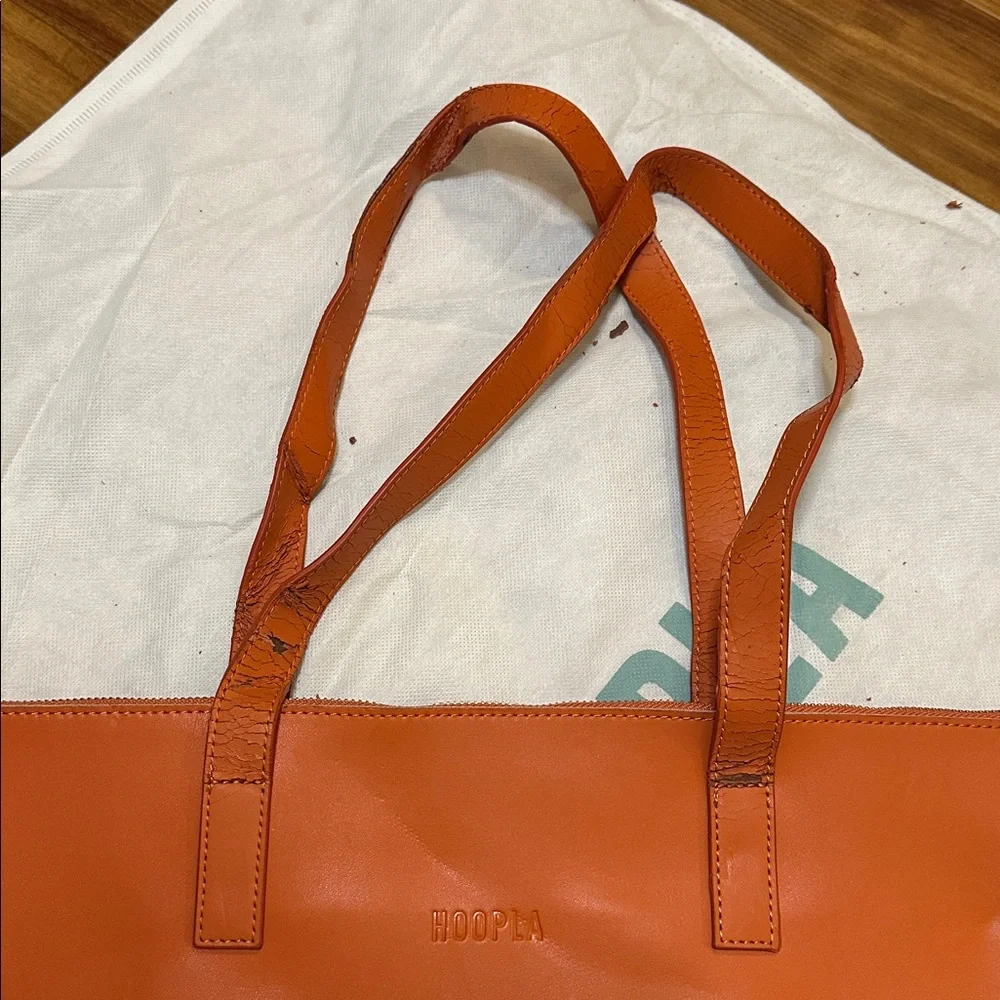 Large Orange Leather Tote - Picture 6 of 6